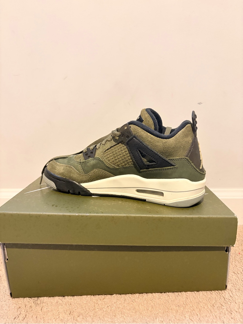 Jordan Men's Olive Green and Black Suede Low-Top Sneakers